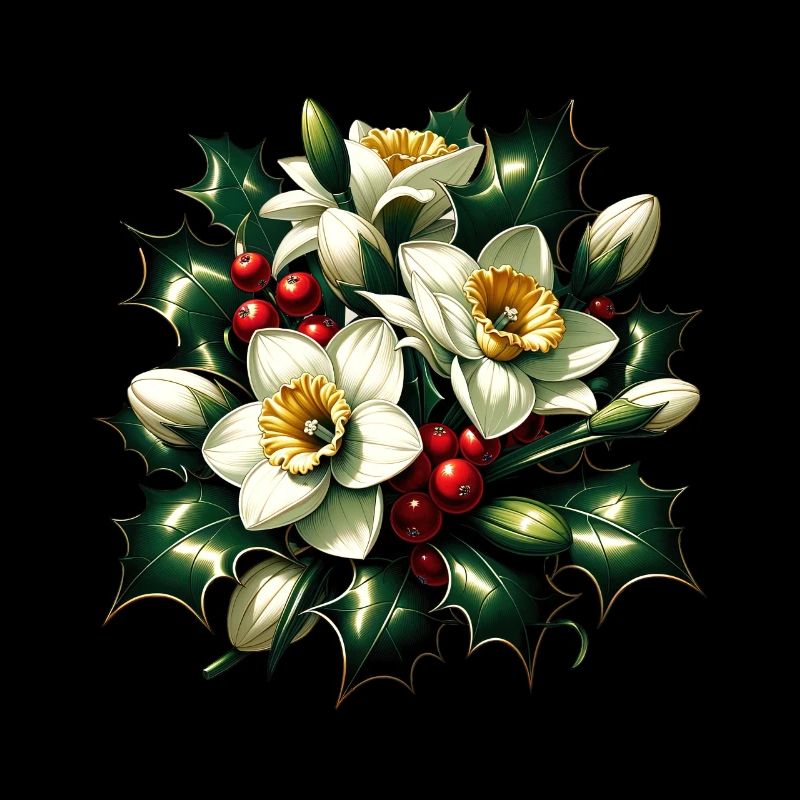 Holly et Narcisse décembre Fleurs du mois de naissance