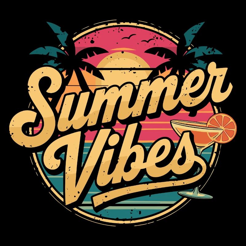 Retro Summer Vibes Sunset Art