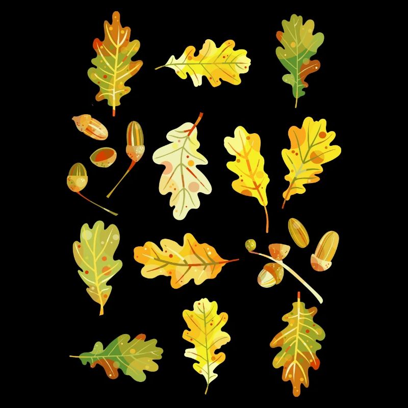Feuilles de chêne et glands