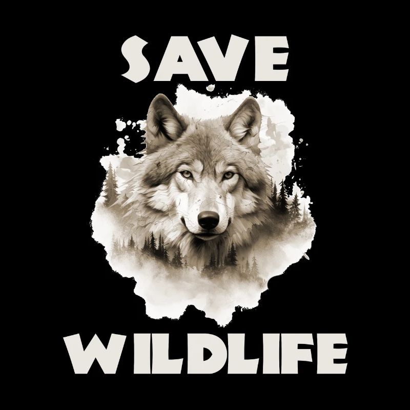 Save Wildlife Wolf Wolf Head Motif