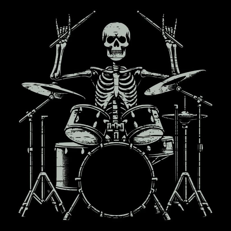 Drummer Skull Skelett am Drumset