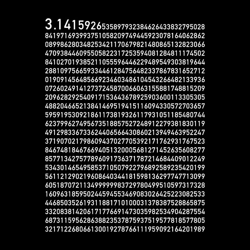 Pi 1000 chiffres mathématiques numéros de maths cadeau