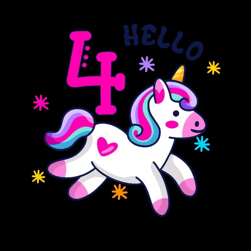 Hallo vier Einhorn, vierter Geburtstag, Magisch