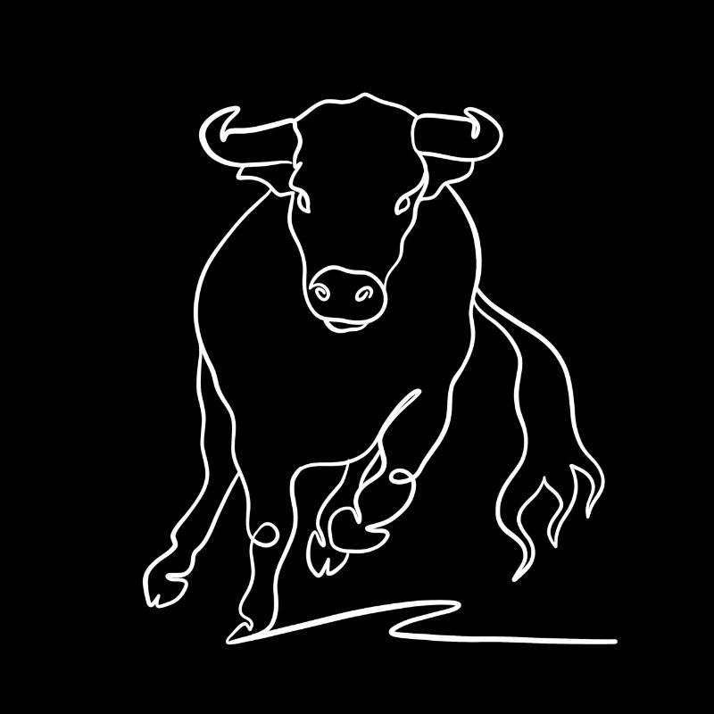 Dessin au trait de taureau sur blanc