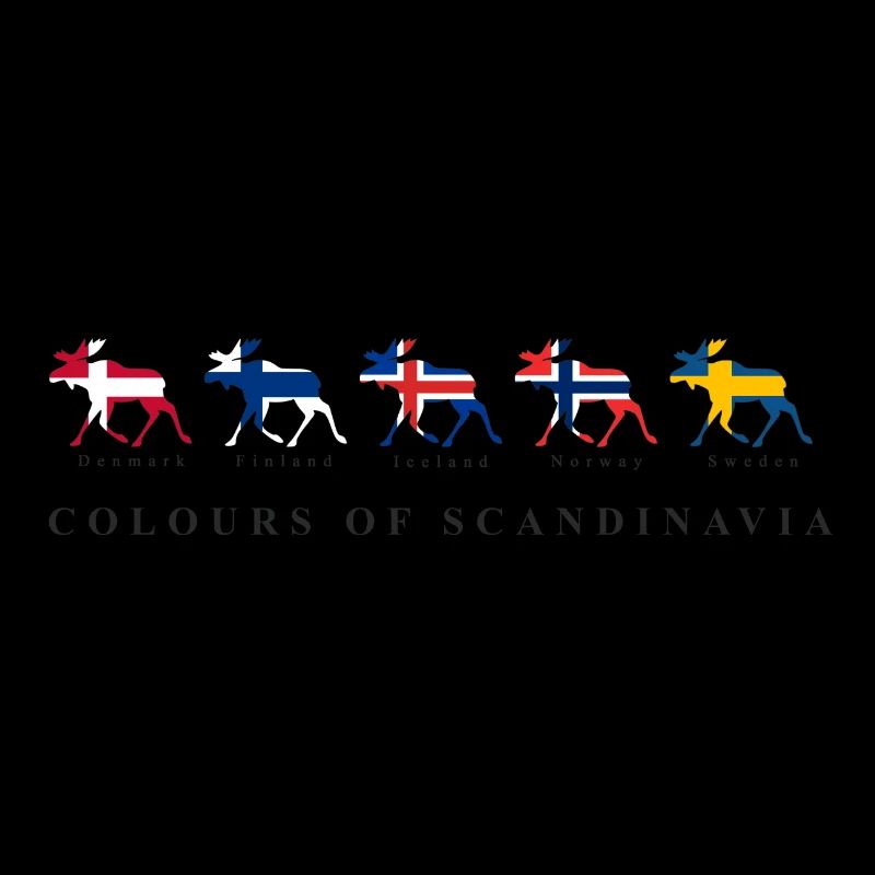 COULEURS DE SCANDINAVIA Elk avec drapeaux