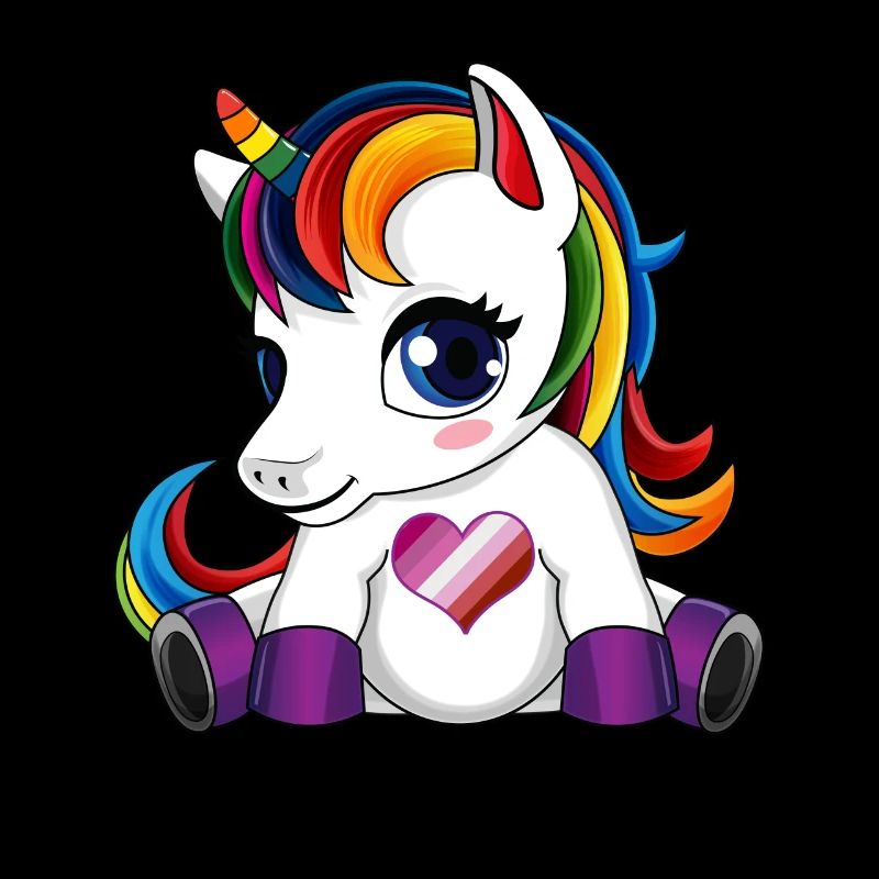 Licorne avec le coeur de drapeau lesbien - couleur lesbienne