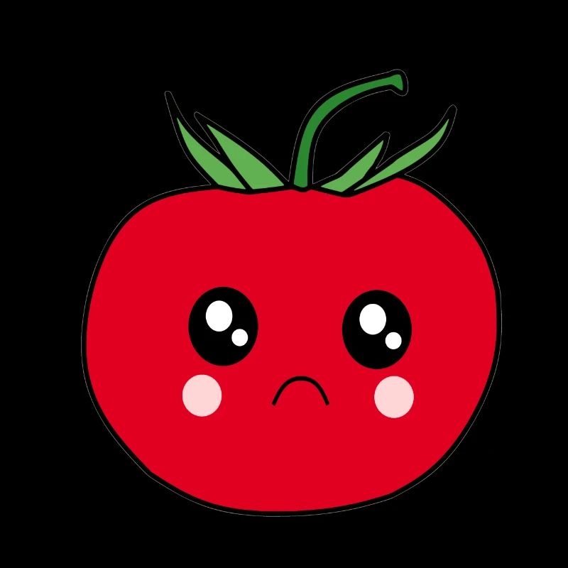Drôle de design de nourriture à la tomate avec un visage triste
