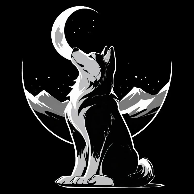 Loup au clair de lune
