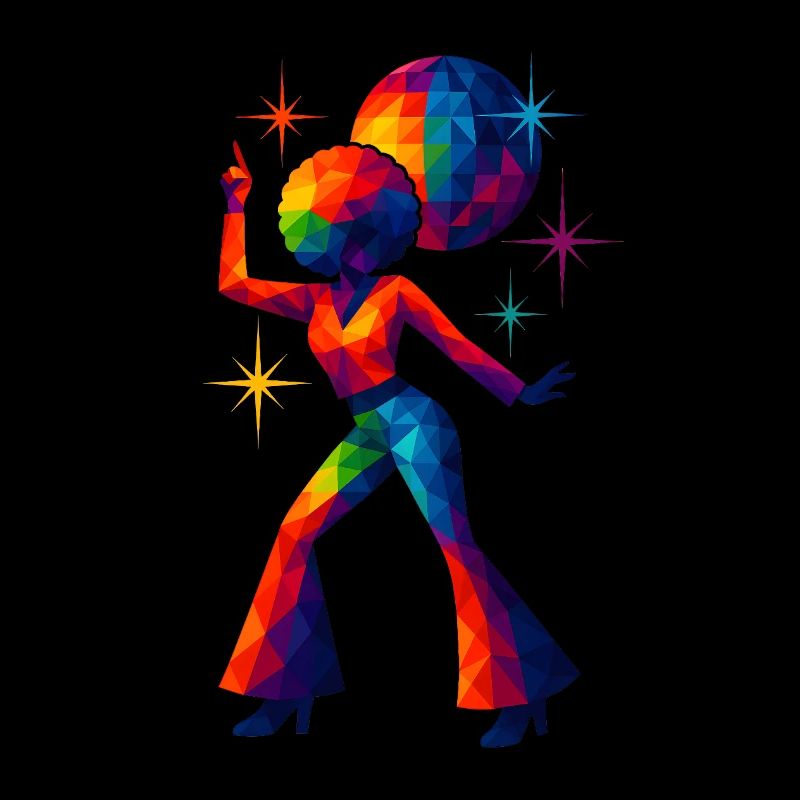 WPAP Style - Danseuse Disco des Années 70
