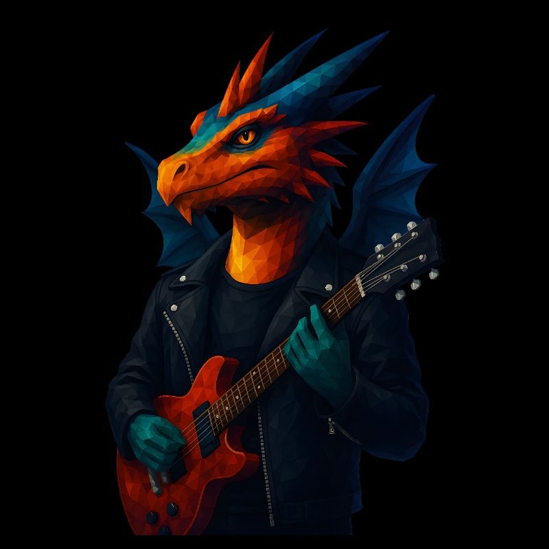 WPAP Style Animals - Dragon Guitarist