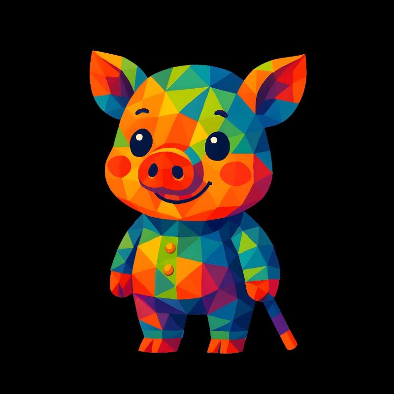 WPAP Polygon Kawaii Style Animaux Bébé Cochon
