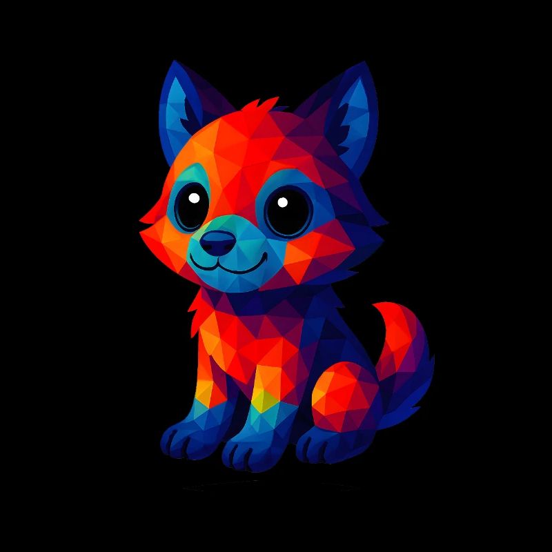 WPAP Polygon Kawaii Style Bébé Loup