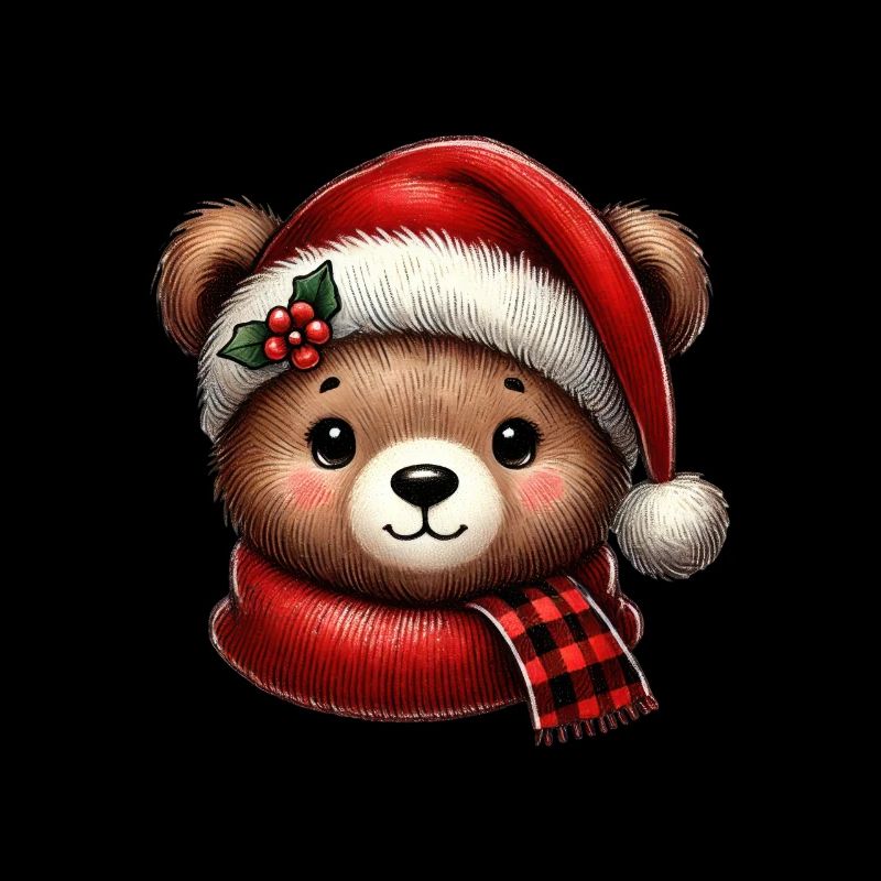 Mignon ours de Noël avec écharpe et chapeau de Noël