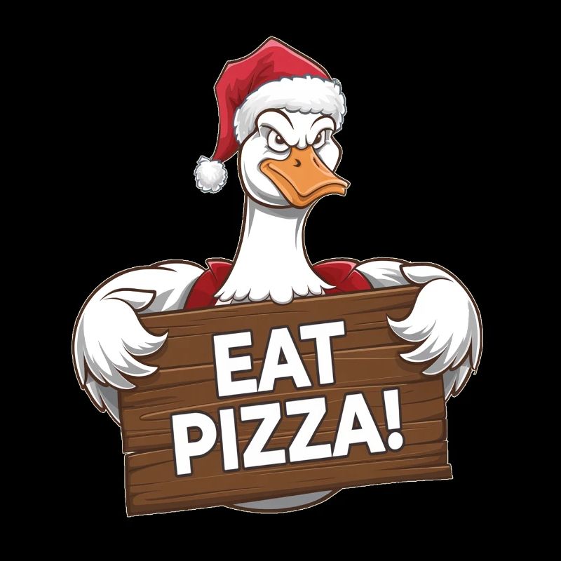Christmas goose with pizza message