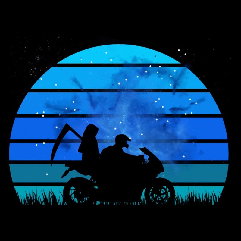 Motorcycle Passion Death Starry Sunset Grim Reaper