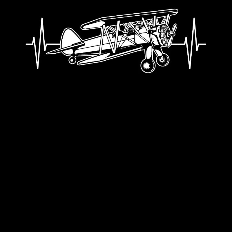 Doppeldecker Flugzeug EKG Linie Pilot Geschenk