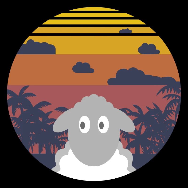 Sheep Sunset Vintage Gift