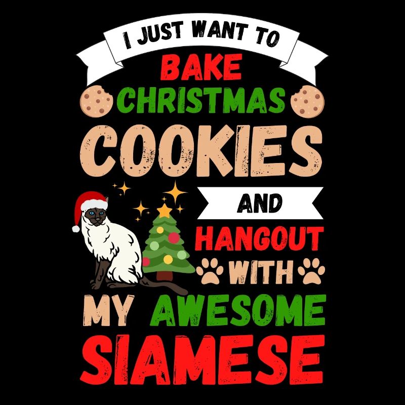 Biscuits de cuisson de chat siamois de Noël avec chat