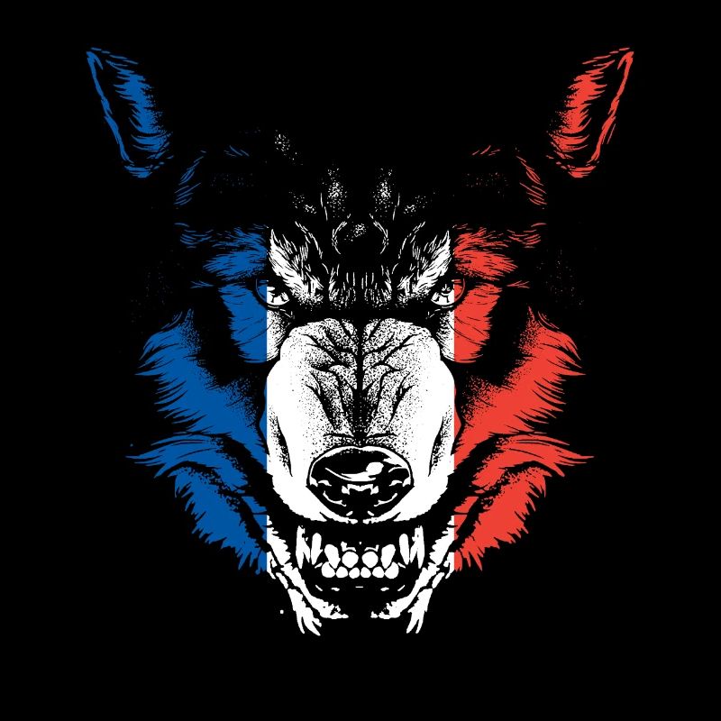 Frankreich Flagge Wolf