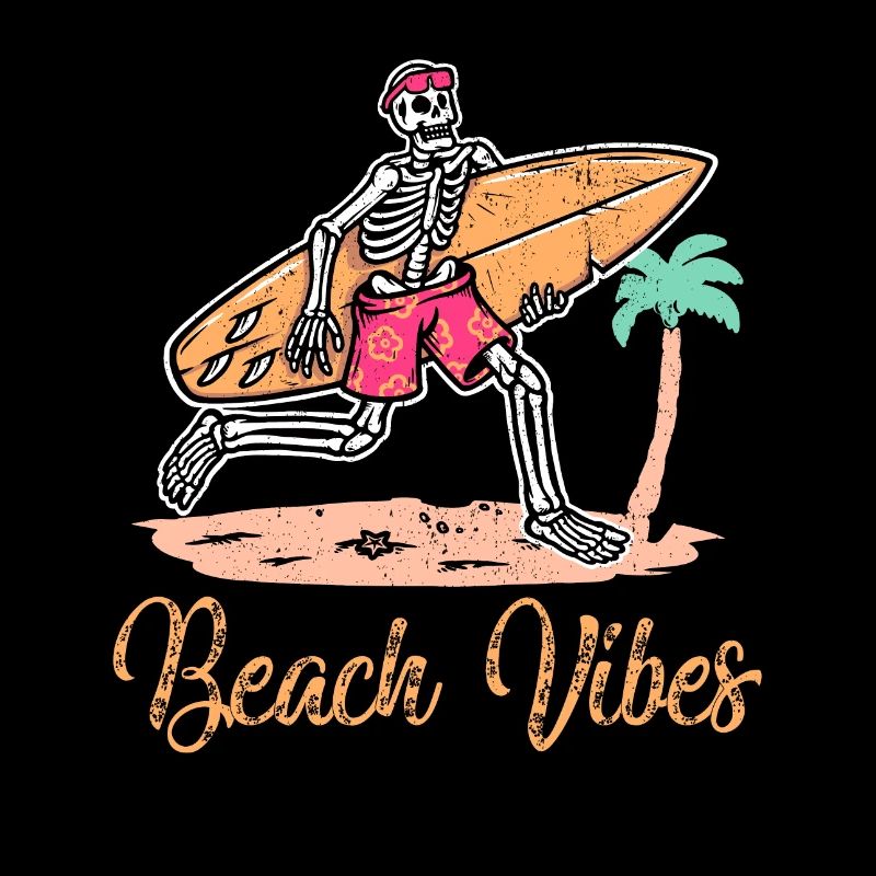 Beach Vibes Skeleton Palm Trees, Vacation, Beach