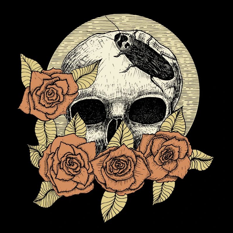 Rose und Schädel