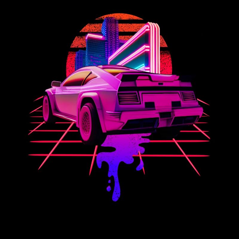 Retro Wave Sportwagen Vaporwave Sunset