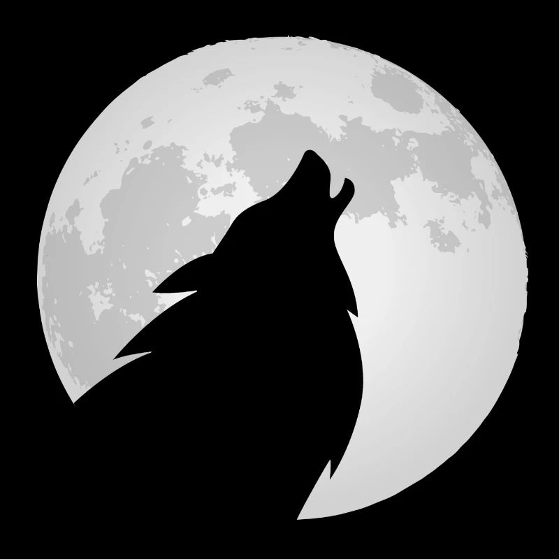 Wolf heult den Mond an