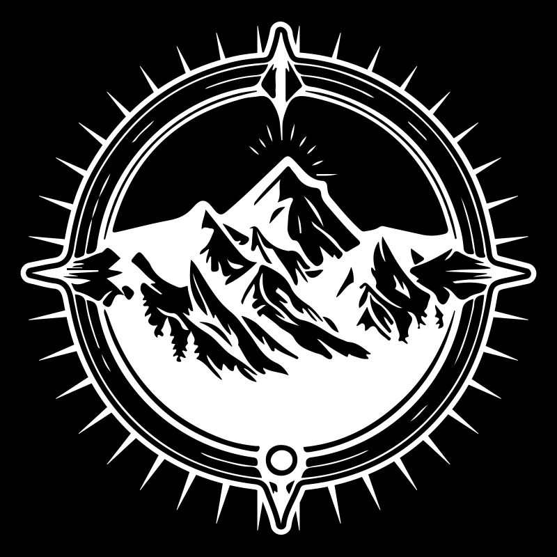 Symbole de voyage Compass Mountains