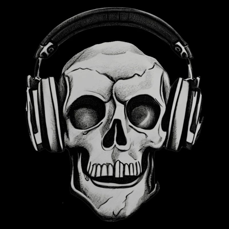 Totenkopf mit Kopfhörer