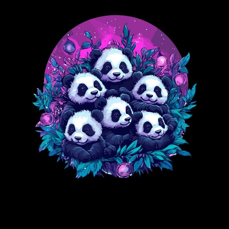 Panda group in the enchanted forest