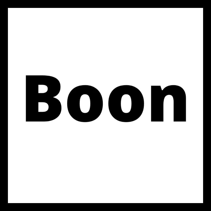 "Boon" Design in dicker schwarzer Schrift