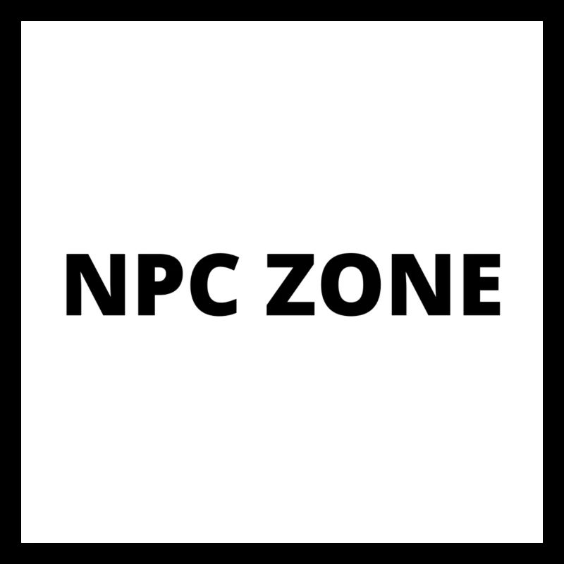 "NPC ZONE" Design in schwarzer Schrift