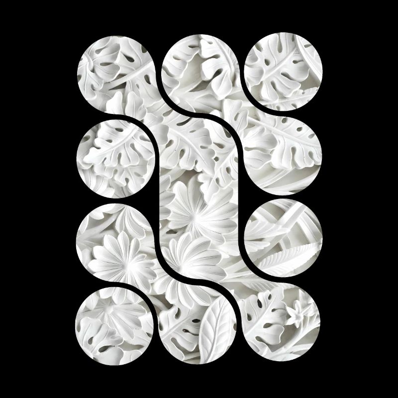 Motifs abstraits de feuilles blanches