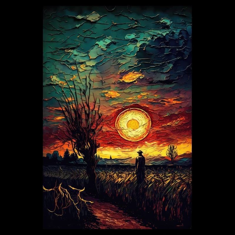 Peintures de terrain de paysage de coucher de soleil