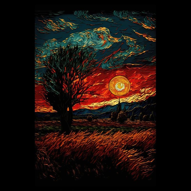 Peintures de terrain de paysage de coucher de soleil