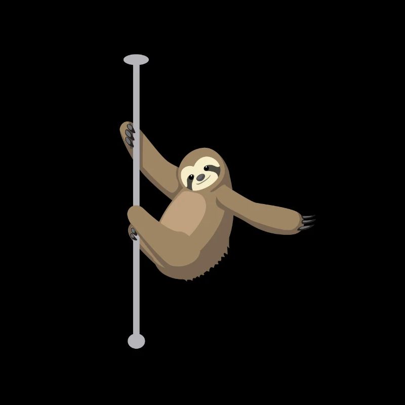 Cute sloth makes pole dance