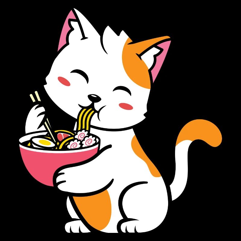 Cute Cat Eats Ramen T-Shirt