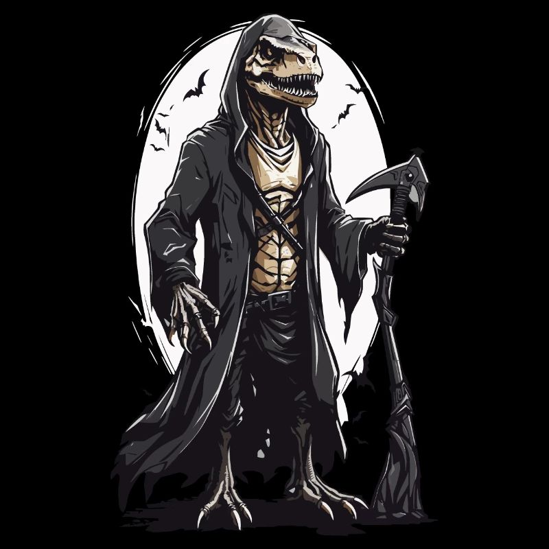 Lizards Mage Grim Reaper Halloween Design
