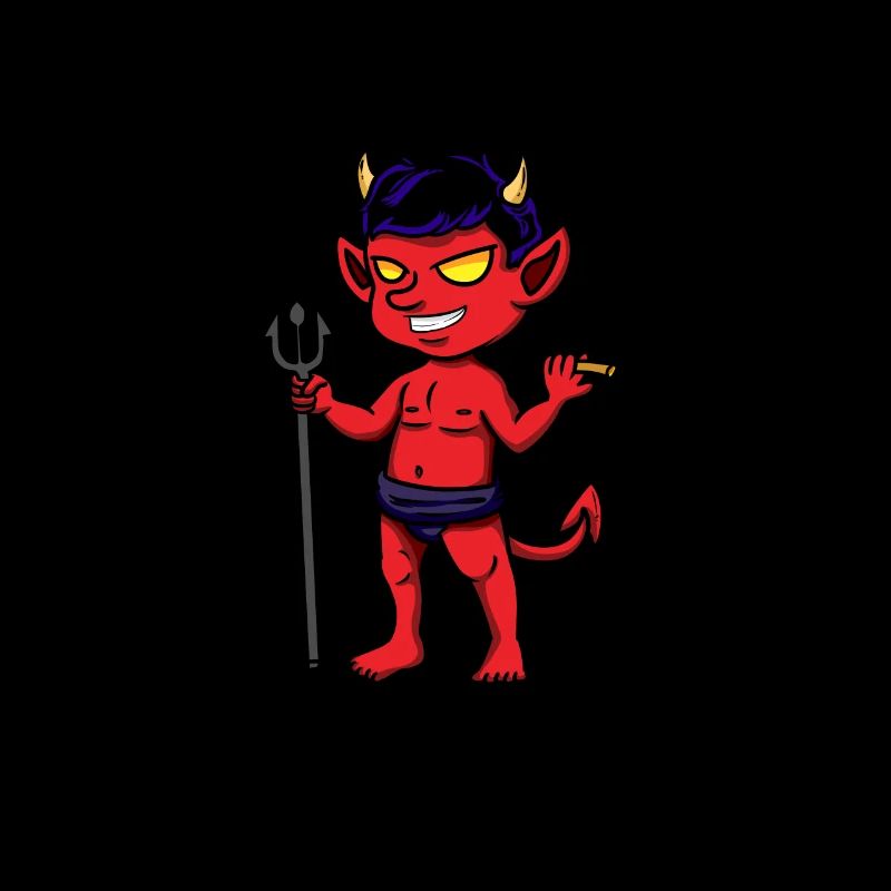 Devil Red Blue Hair Cigar Trident