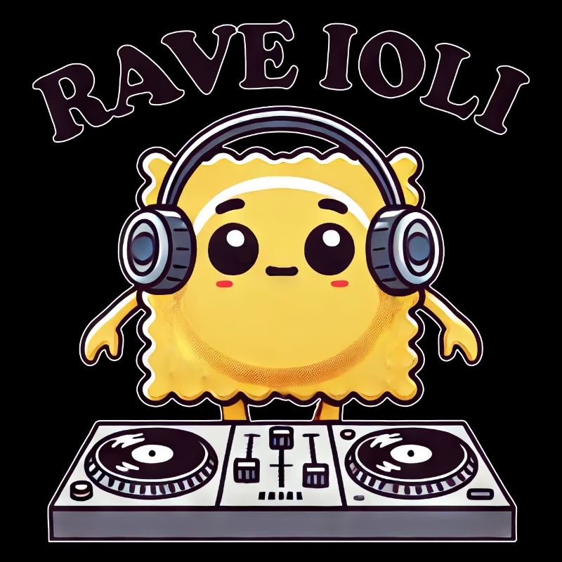 Ravioli Techno Musiker DJ Rave Tanzen Disco