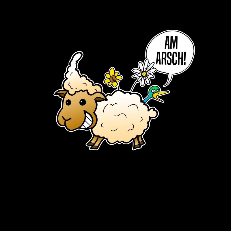 On the ass sheep funny flowers comic sarcasm