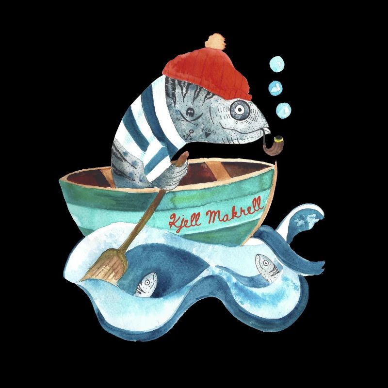 Kjell Makrell I Tête de poisson dans un bateau
