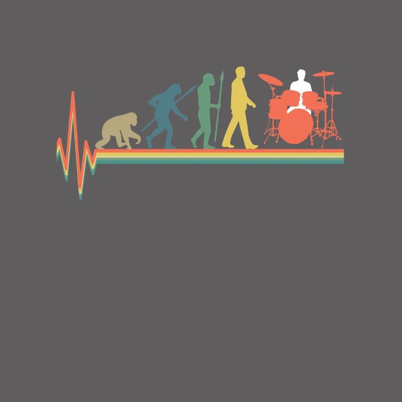 Evolution Drummer Drums Retro Colorful