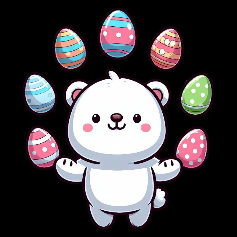 Cartoon Polar Bear Easter Egg Design