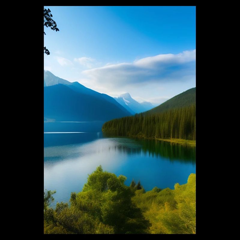 Landschaft mit See und Berge