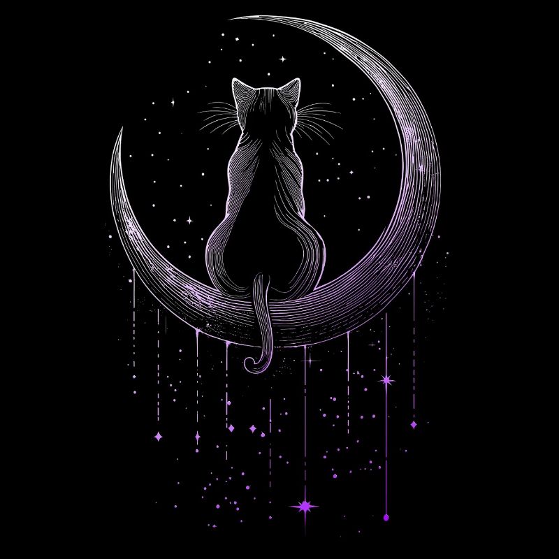 Mystical cat theme in the moonlight