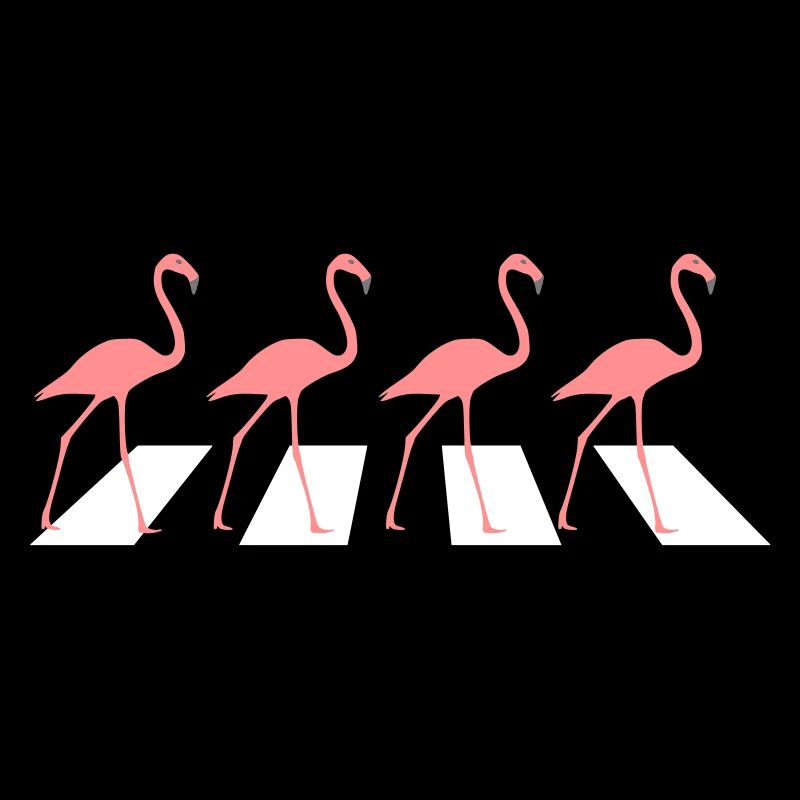 Flamingos on zebra stripes
