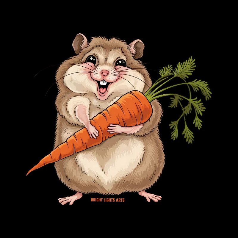 Fröhlicher Hamster mit Möhre