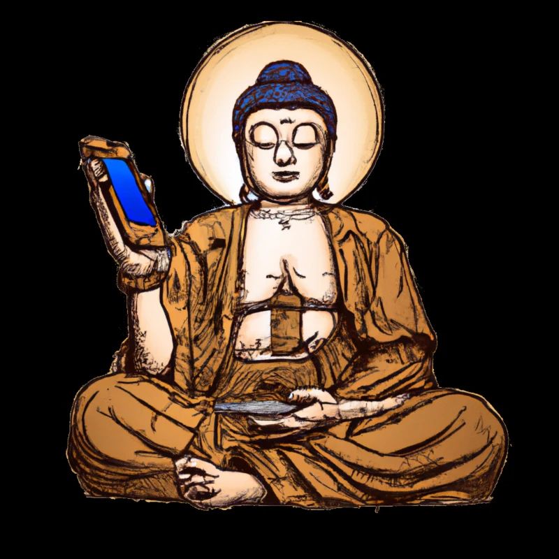 Buddha mit Smartphone 2