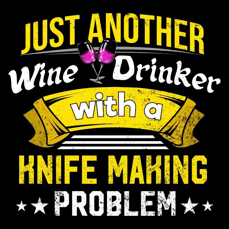 Weintrinker mit Messer, das Problem macht Weinlieb